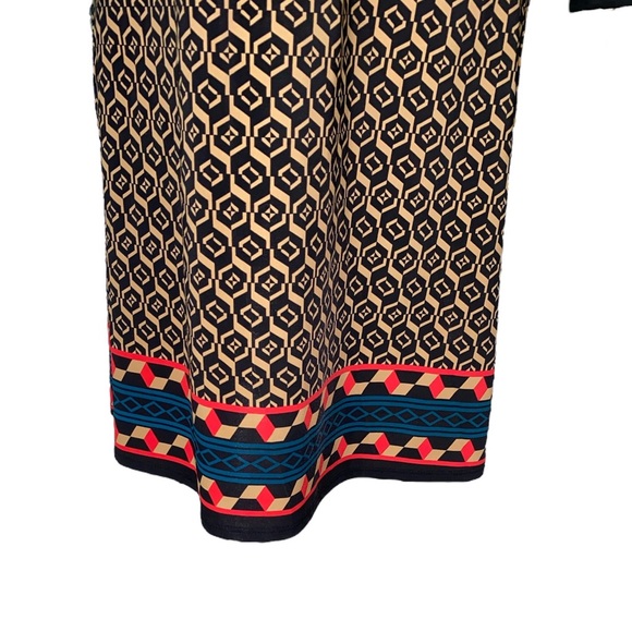 Jude Connally Bell Sleeve Navy Blue Tan Red Sheath Slip Tunic Dress - S - Picture 4 of 10